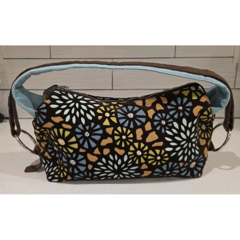 1154 Lill Studio Lisa Shoulder Bag Purse Floral Flower Velvet Canvas One Of Kind